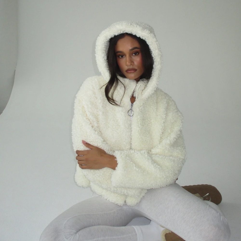 NWT WEWOREWHAT Curly Sherpa Jacket